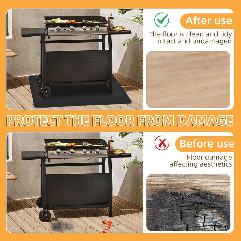SONGC Under Grill Mat for Outdoor Grilling, 32 x 48 inches Double-Sided Fireproof Waterproof BBQ Protector for Deck and Patio Under Grill Mat for Outdoor BBQ - Image 4
